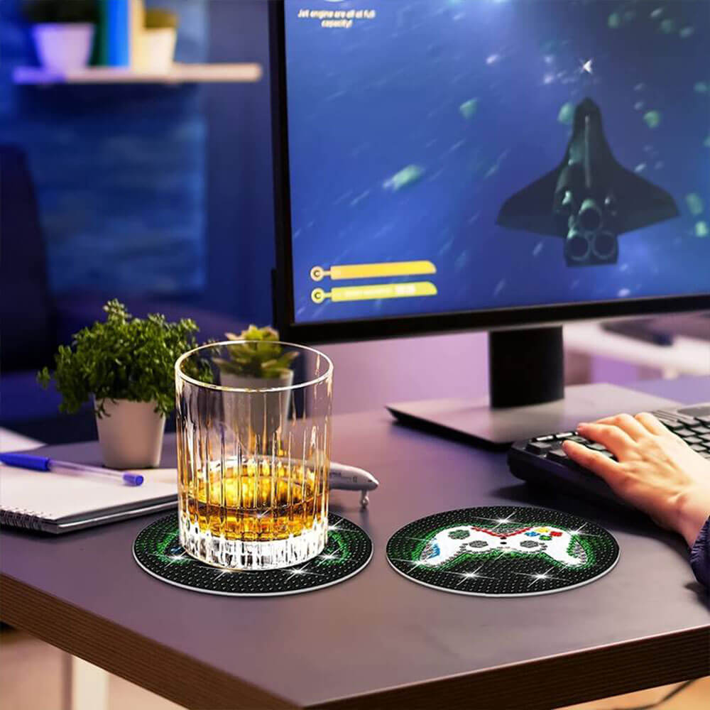 5D Diamond Painting Untersetzer Gaming, Unique-Diamond