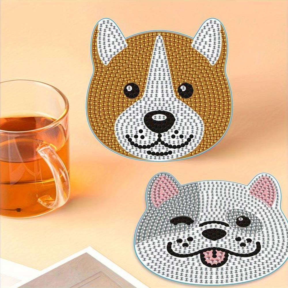 5D Diamond Painting Untersetzer Hunde, Unique-Diamond