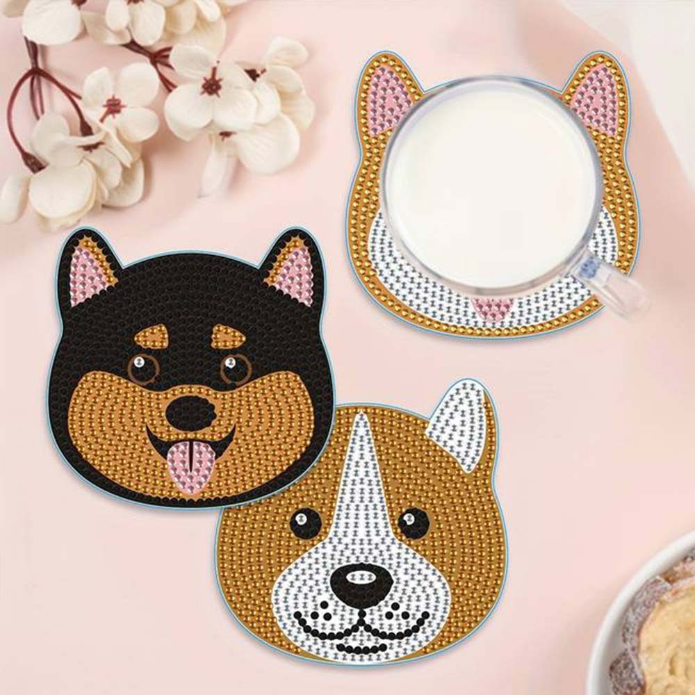 5D Diamond Painting Untersetzer Hunde, Unique-Diamond