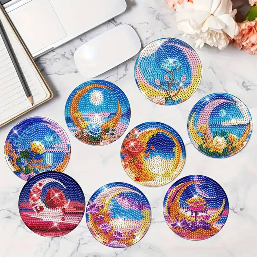 5D Diamond Painting Untersetzer Mond, Unique-Diamond