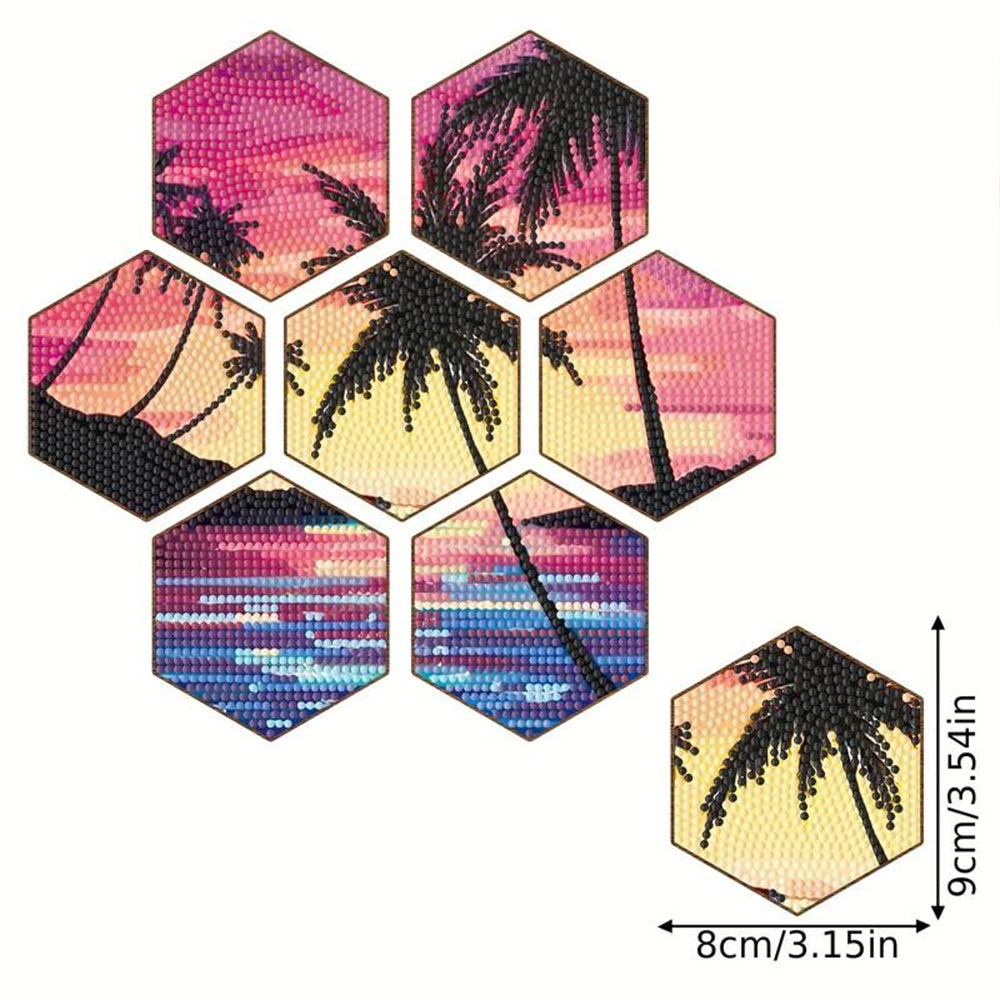 5D Diamond Painting Untersetzer Palmen, Unique-Diamond