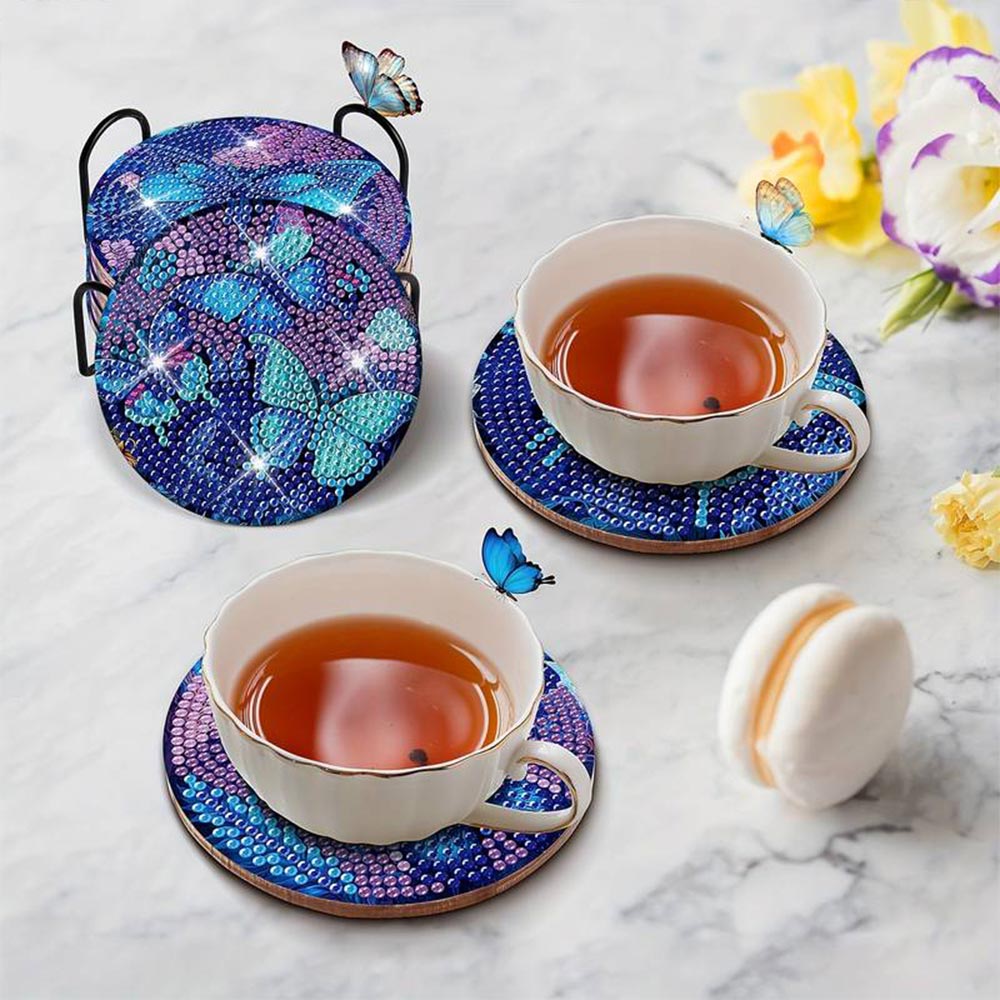 Diamond Painting Untersetzer Schmetterlinge, Unique-Diamond