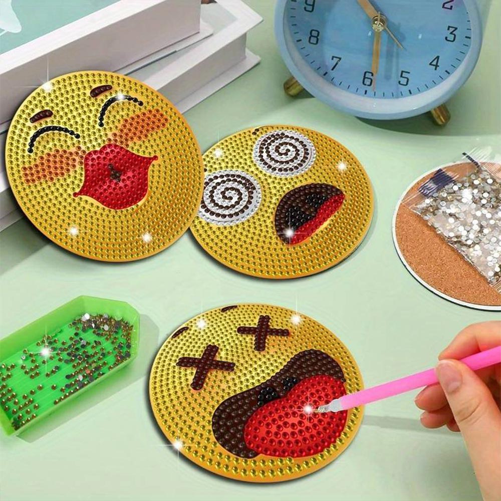 5D Diamond Painting Untersetzer Emoji, Unique-Diamond