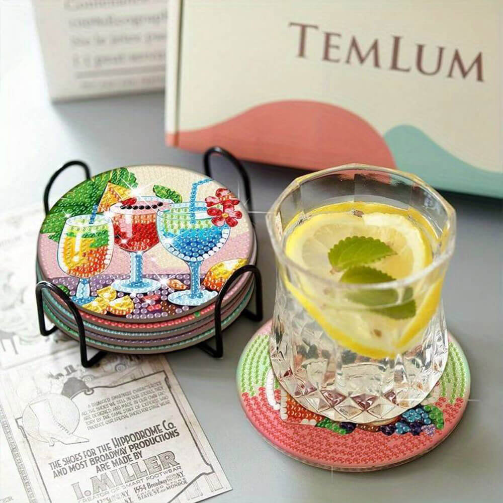5D Diamond Painting Untersetzer Summer Drinks, Unique-Diamond
