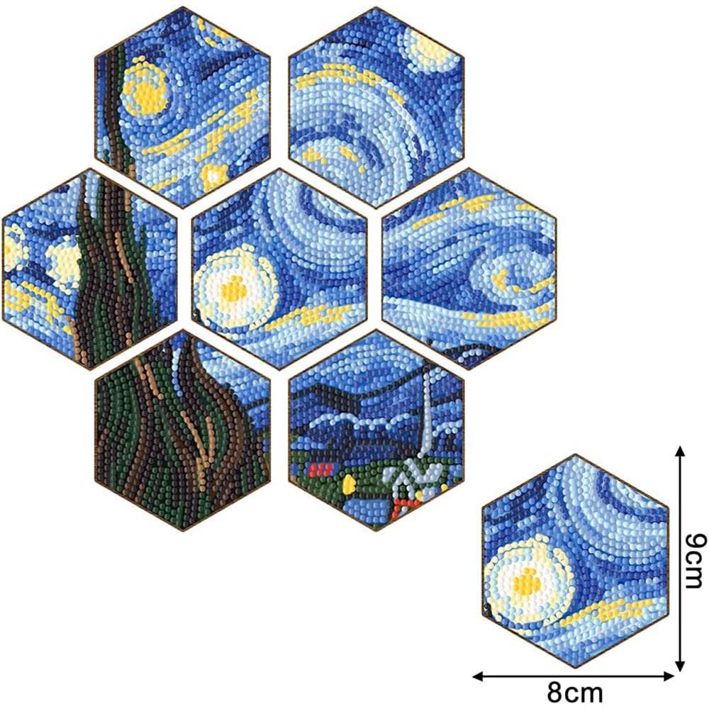 5D Diamond Painting Untersetzer Van Gogh Sternennacht, Unique-Diamond