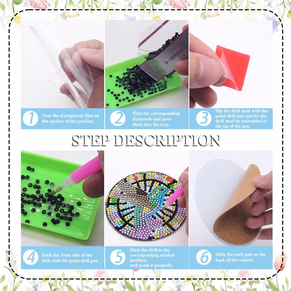 5D Diamond Painting Untersetzer Vögel, Unique-Diamond