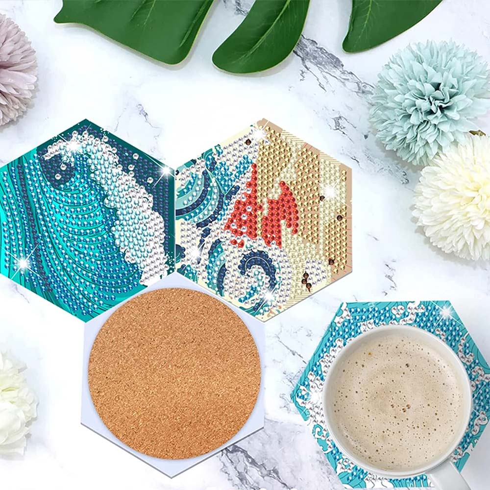 5D Diamond Painting Untersetzer Wasser Wellen, Unique-Diamond