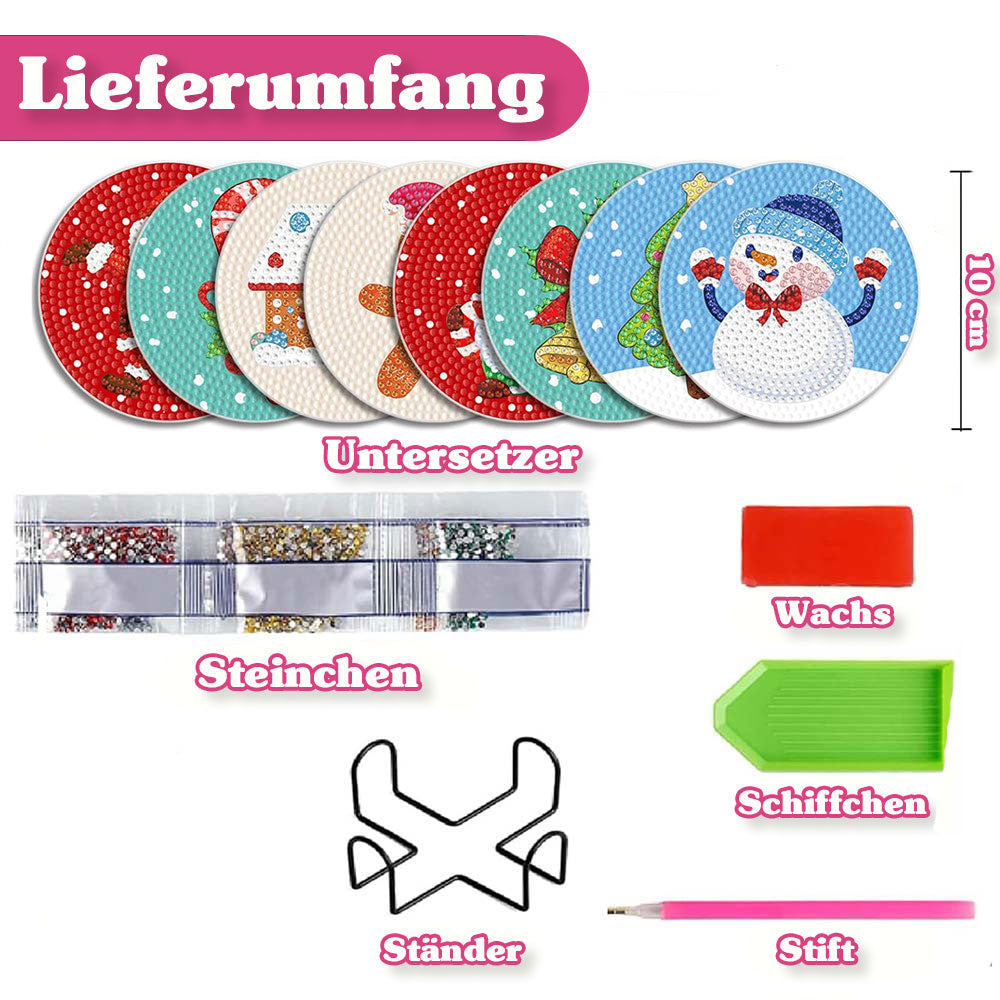 5D Diamond Painting Untersetzer Weihnachten, Unique-Diamond