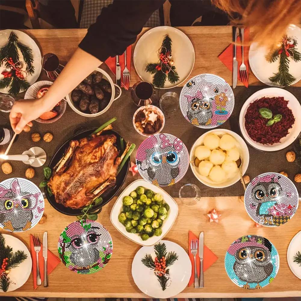 5D Diamond Painting Untersetzer – Eulenzauber, Unique-Diamond