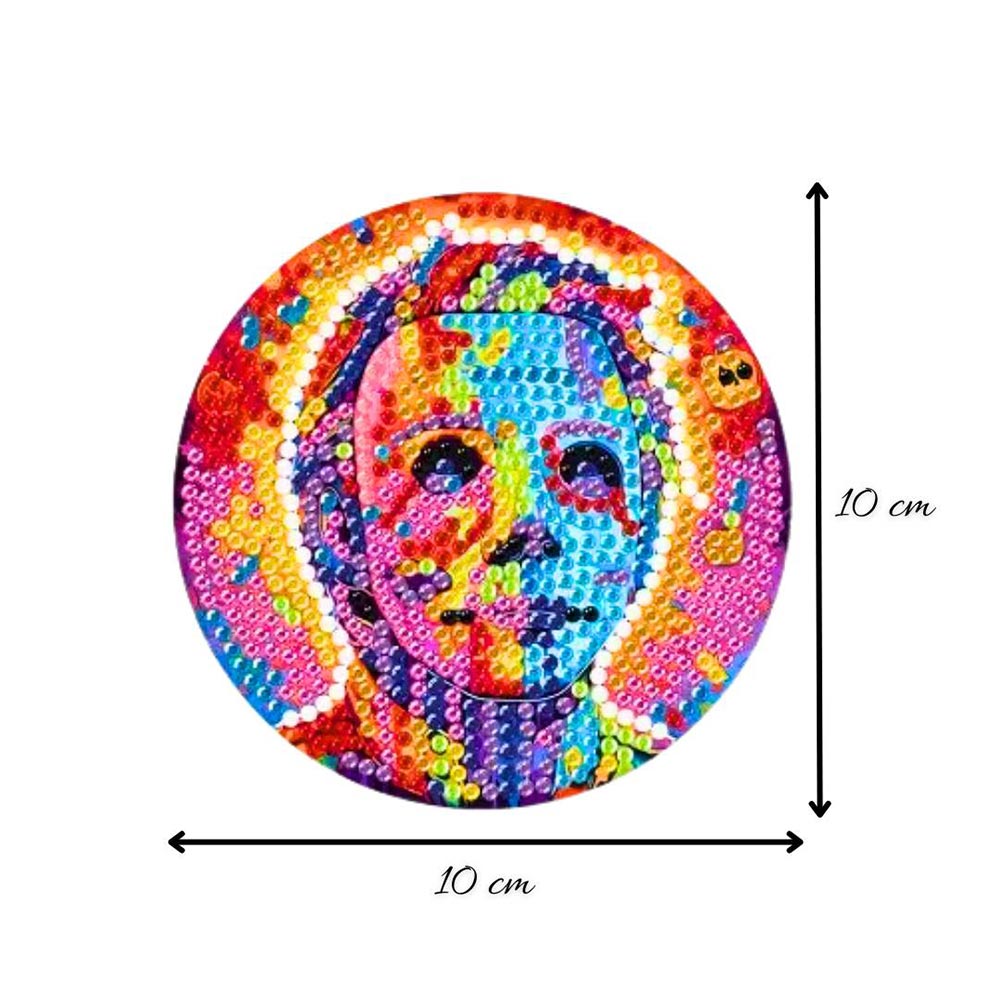 5D Diamond Painting Untersetzer – Horror Figuren im Neon-Look, Unique-Diamond