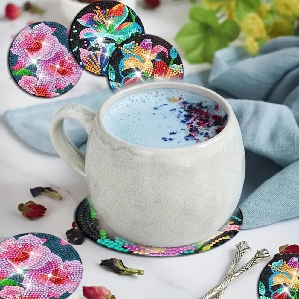 5D Diamond Painting Untersetzer – Magische Blütenpracht, Unique-Diamond