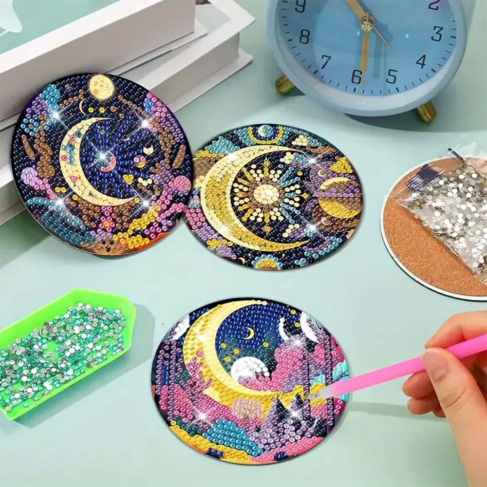 5D Diamond Painting Untersetzer – Magischer Nachthimmel, Unique-Diamond