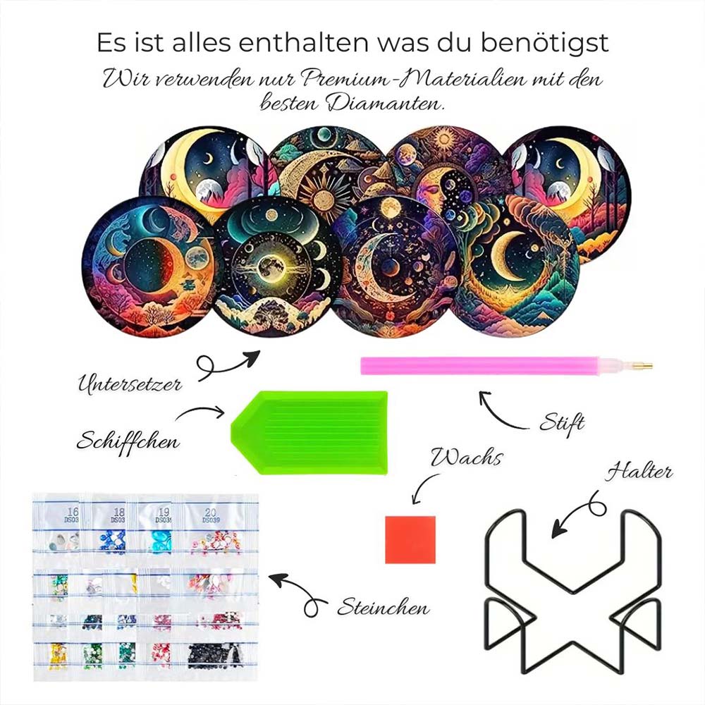 5D Diamond Painting Untersetzer – Magischer Nachthimmel, Unique-Diamond