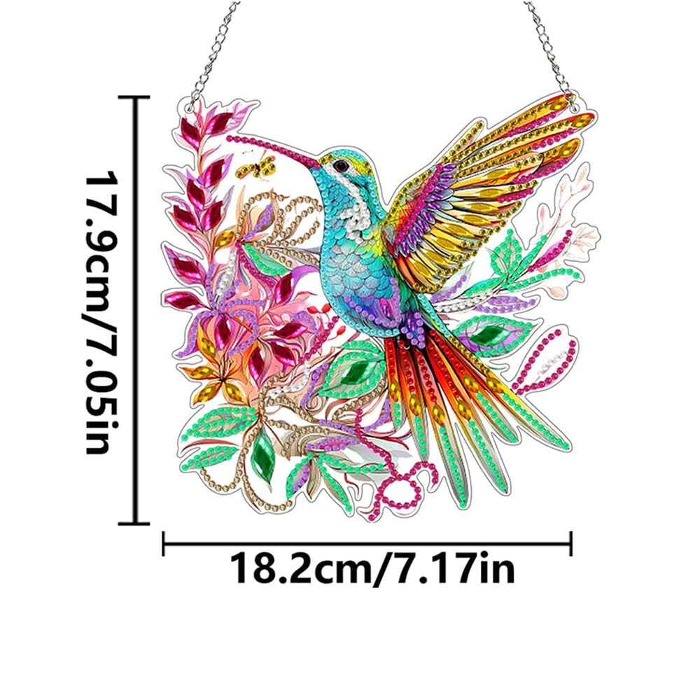 5D Diamond Painting Wandanhänger – Kolibrizauber im Blütenflug, Unique-Diamond