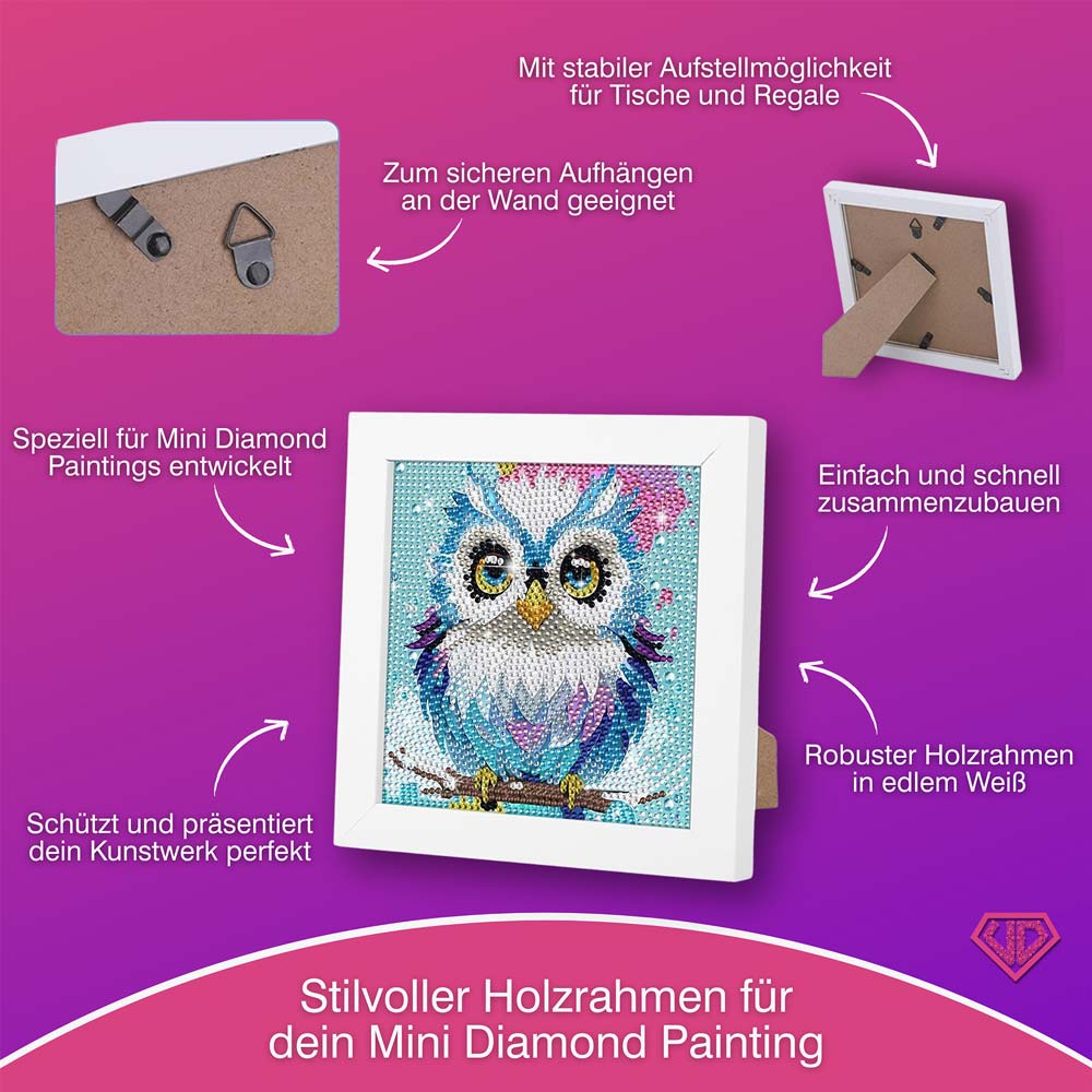 5D Diamond Painting Weisheits-Eule Aurelia mit Strasssteinchen, Unique-Diamond