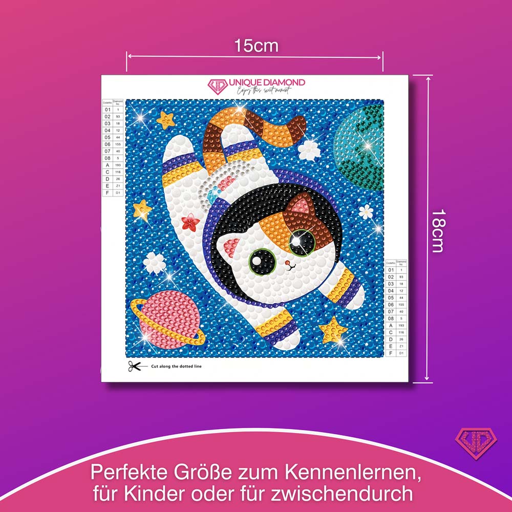 5D Diamond Painting Weltraumkatze mit Strasssteinchen, Unique-Diamond