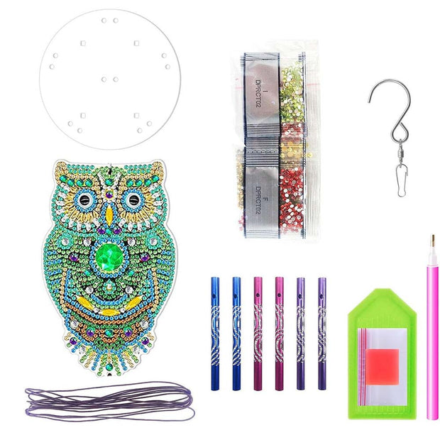 5D Diamond Painting Windspiel Eule, Unique-Diamond