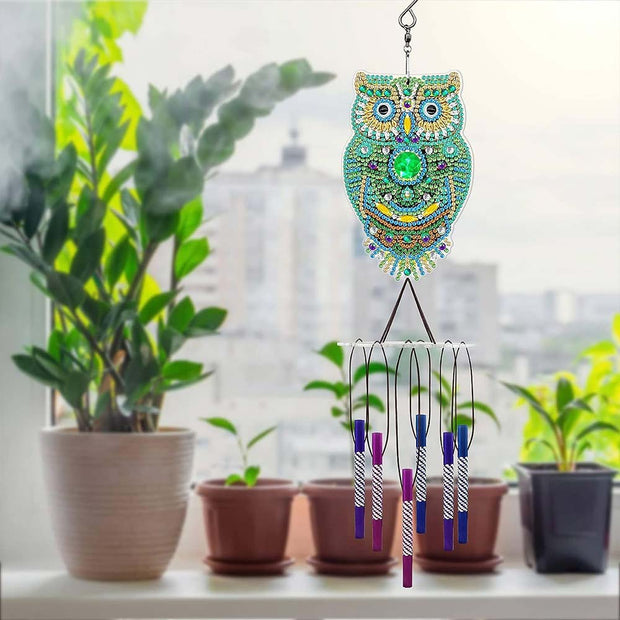 5D Diamond Painting Windspiel Eule, Unique-Diamond