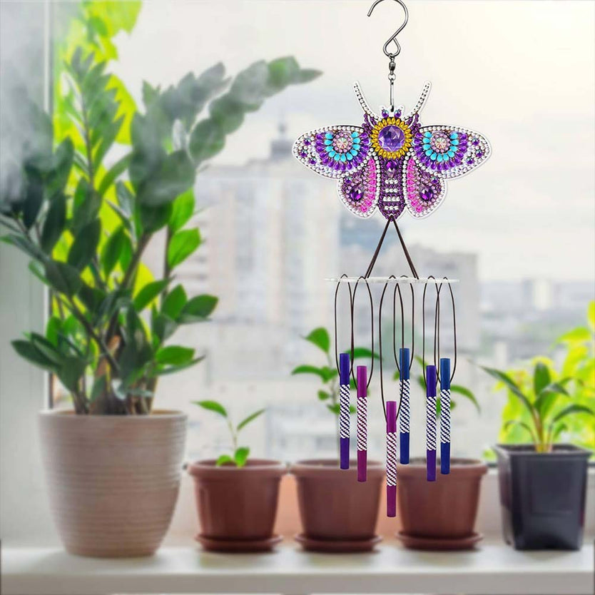 5D Diamond Painting Windspiel Schmetterling, Unique-Diamond