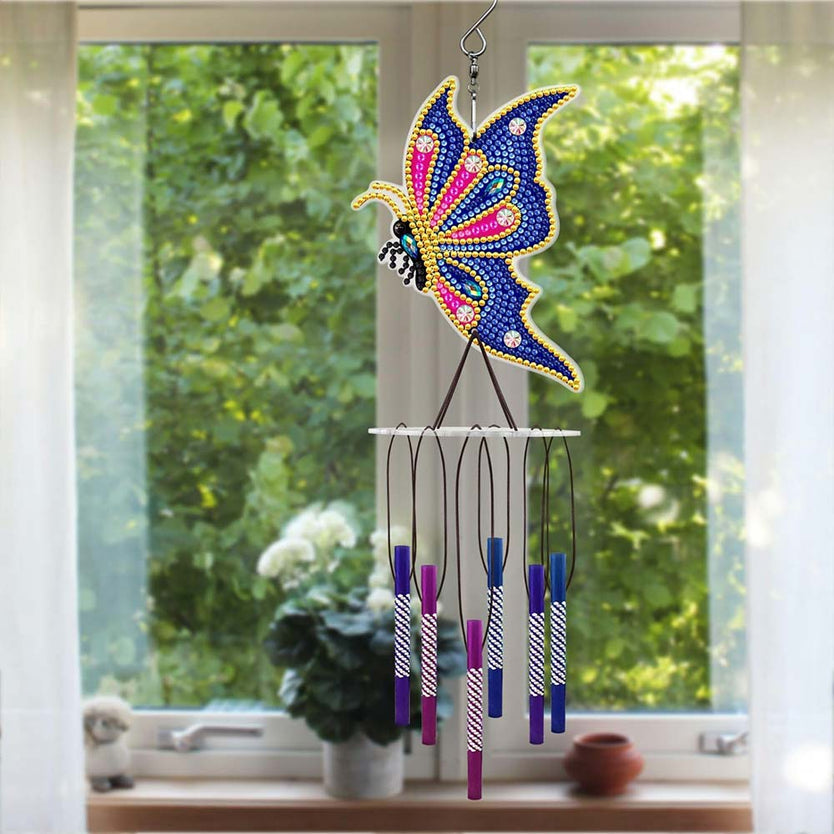 5D Diamond Painting Windspiel Schmetterling, Unique-Diamond