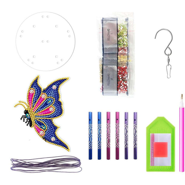 5D Diamond Painting Windspiel Schmetterling, Unique-Diamond