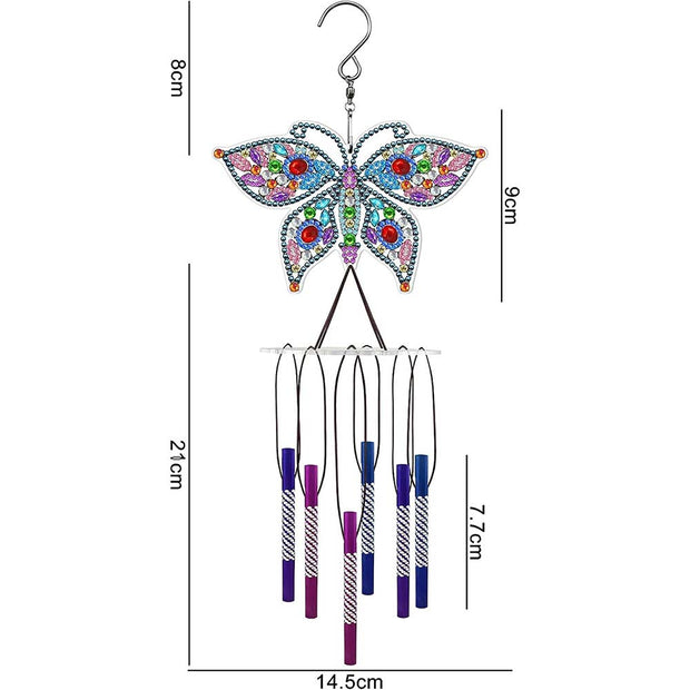 5D Diamond Painting Windspiel Schmetterling, Unique-Diamond