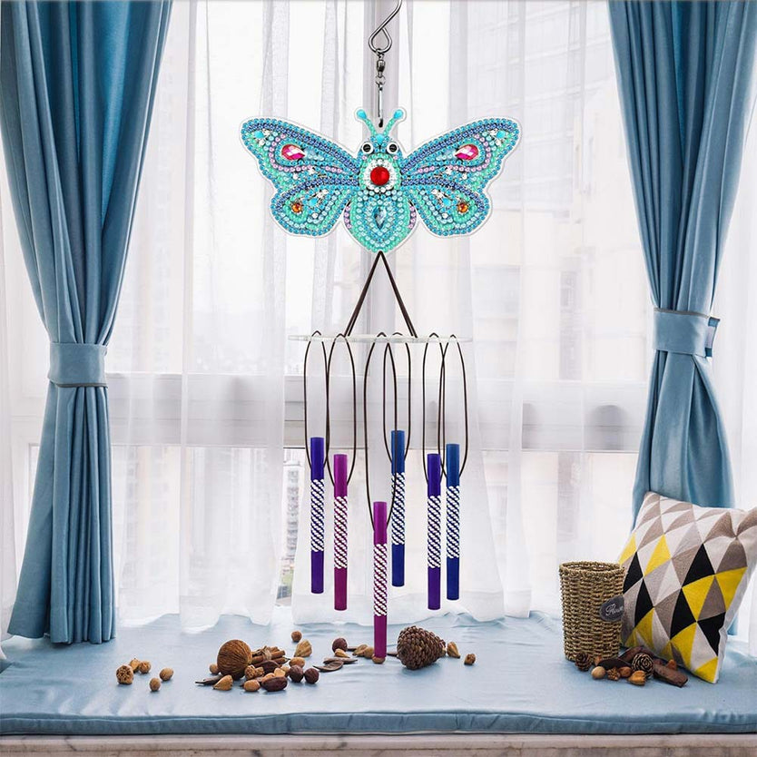 5D Diamond Painting Windspiel Schmetterling, Unique-Diamond