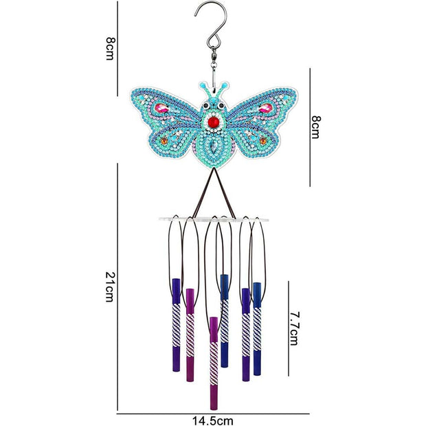 5D Diamond Painting Windspiel Schmetterling, Unique-Diamond