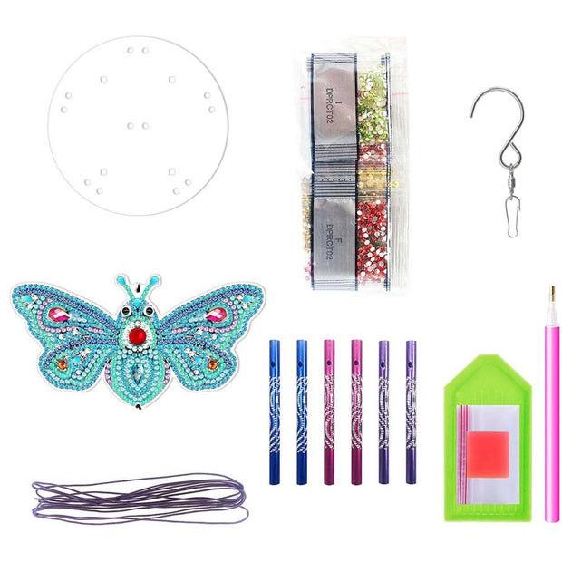 5D Diamond Painting Windspiel Schmetterling, Unique-Diamond