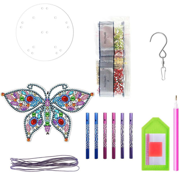 5D Diamond Painting Windspiel Schmetterling, Unique-Diamond