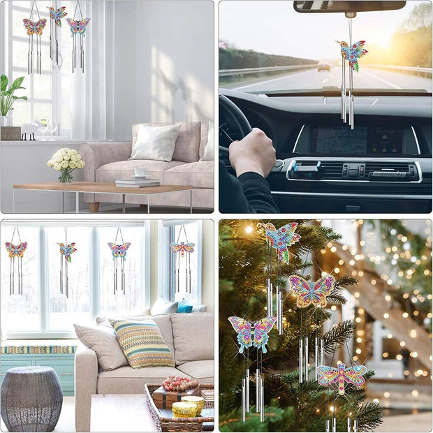 5D Diamond Painting Windspiele – Naturzauber mit Schmetterlingen und Kolibris, Unique-Diamond