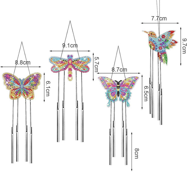 5D Diamond Painting Windspiele – Naturzauber mit Schmetterlingen und Kolibris, Unique-Diamond