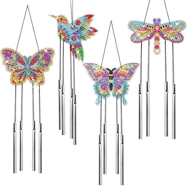 5D Diamond Painting Windspiele – Naturzauber mit Schmetterlingen und Kolibris, Unique-Diamond
