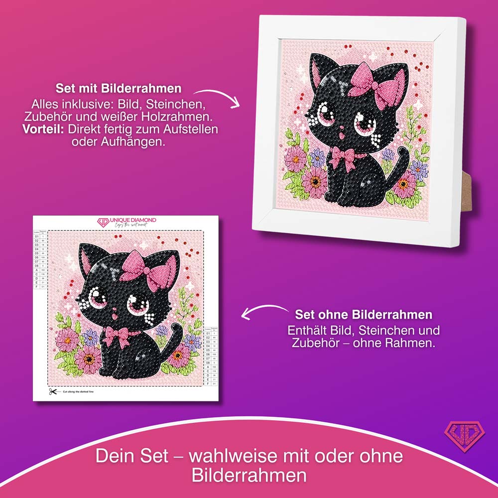 5D Diamond Painting Zuckersüße Samtpfote Bella mit Strasssteinchen, Unique-Diamond