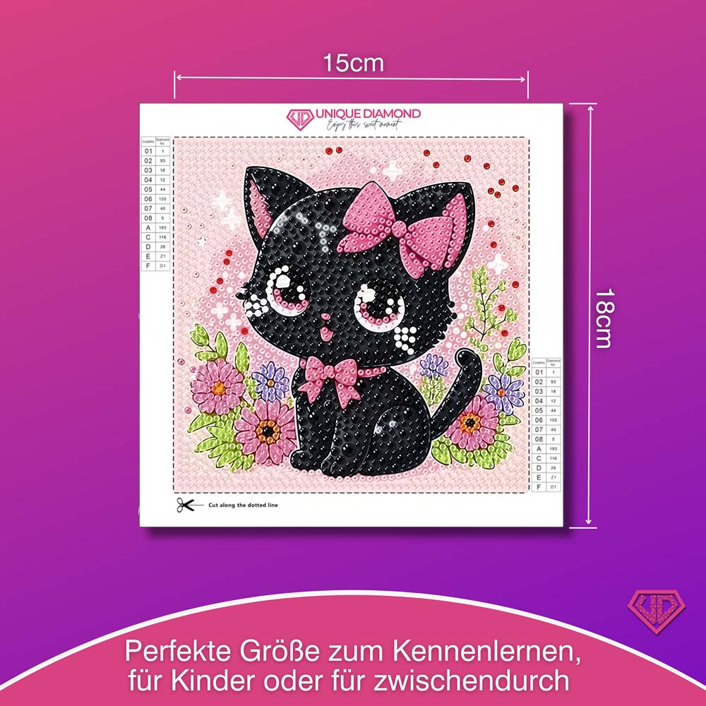 5D Diamond Painting Zuckersüße Samtpfote Bella mit Strasssteinchen, Unique-Diamond