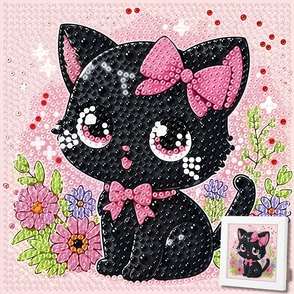 5D Diamond Painting Zuckersüße Samtpfote Bella mit Strasssteinchen, Unique-Diamond