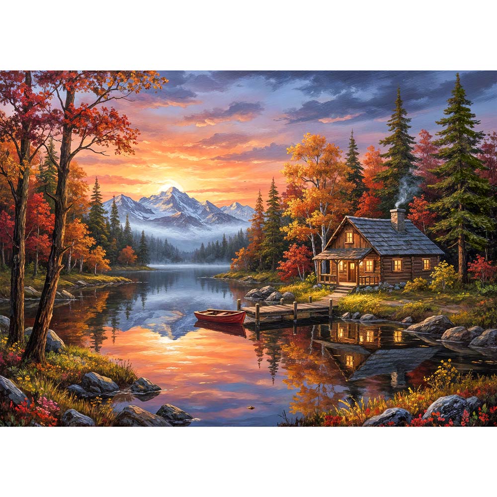 5D Diamond Painting – Abendruhe am Bergsee