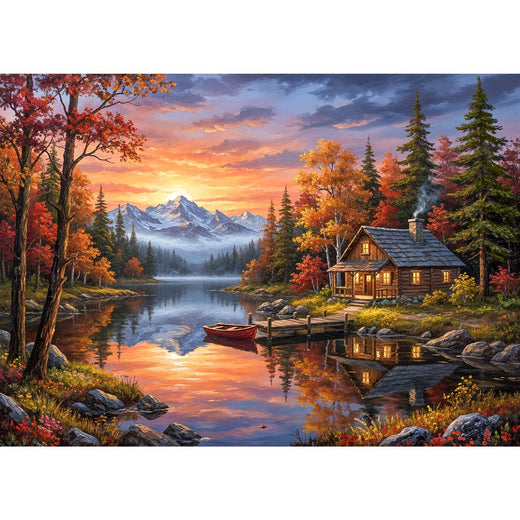 5D Diamond Painting – Abendruhe am Bergsee