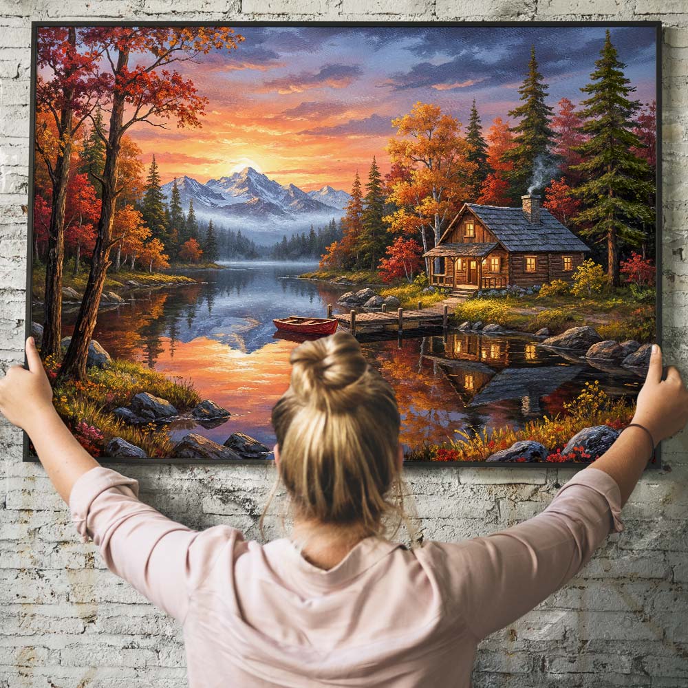 5D Diamond Painting – Abendruhe am Bergsee