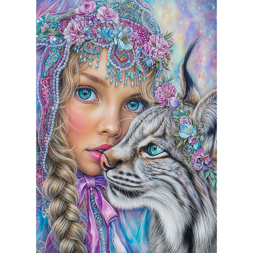 5D Diamond Painting – Alina und der Seelenluchs, Unique-Diamond