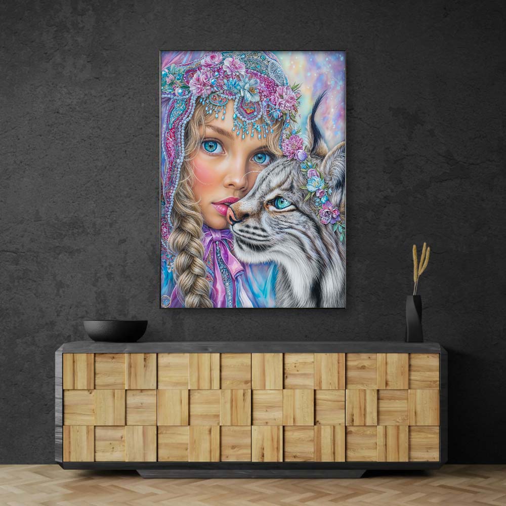 5D Diamond Painting – Alina und der Seelenluchs, Unique-Diamond
