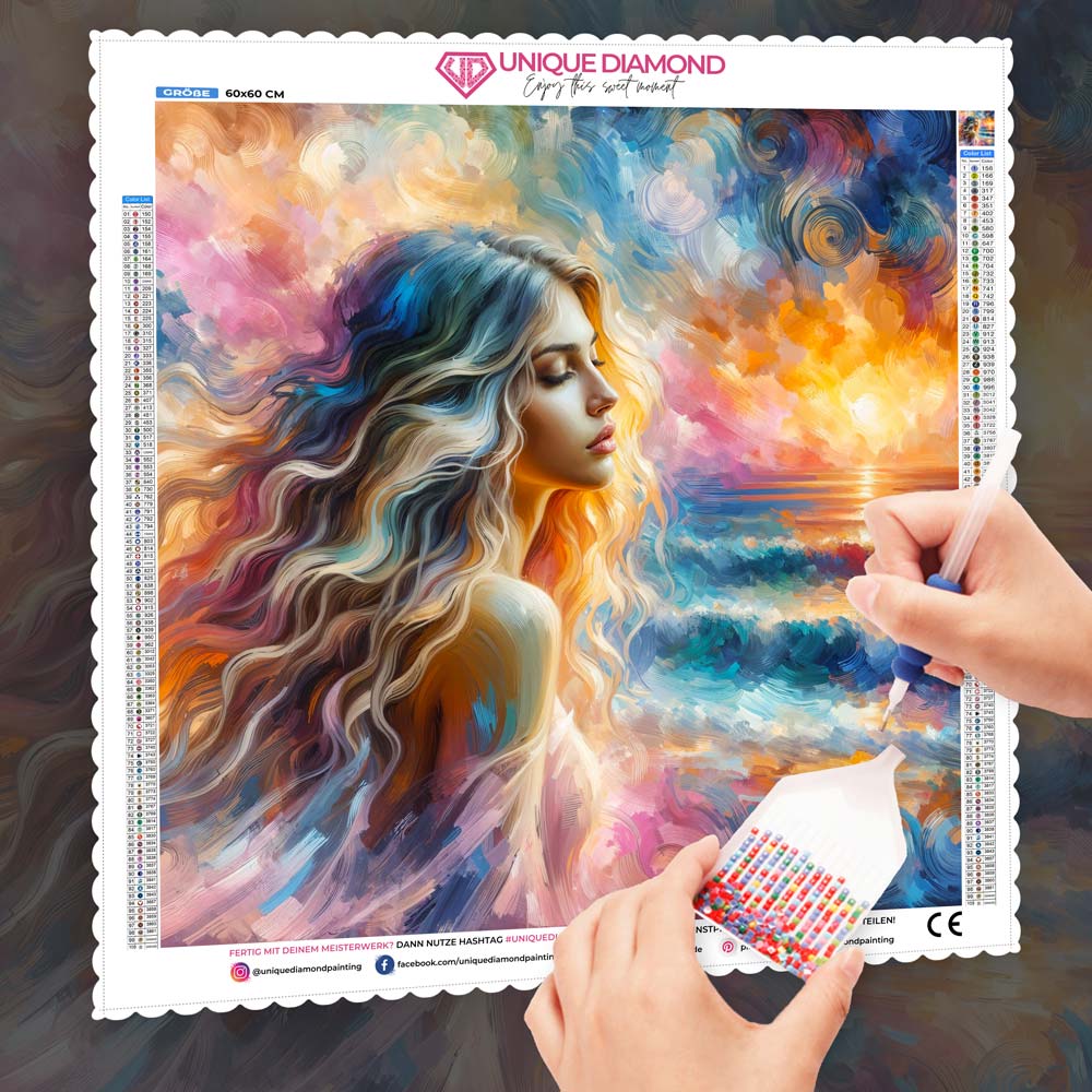 5D Diamond Painting – Aurora am Meer der Träume, Unique-Diamond