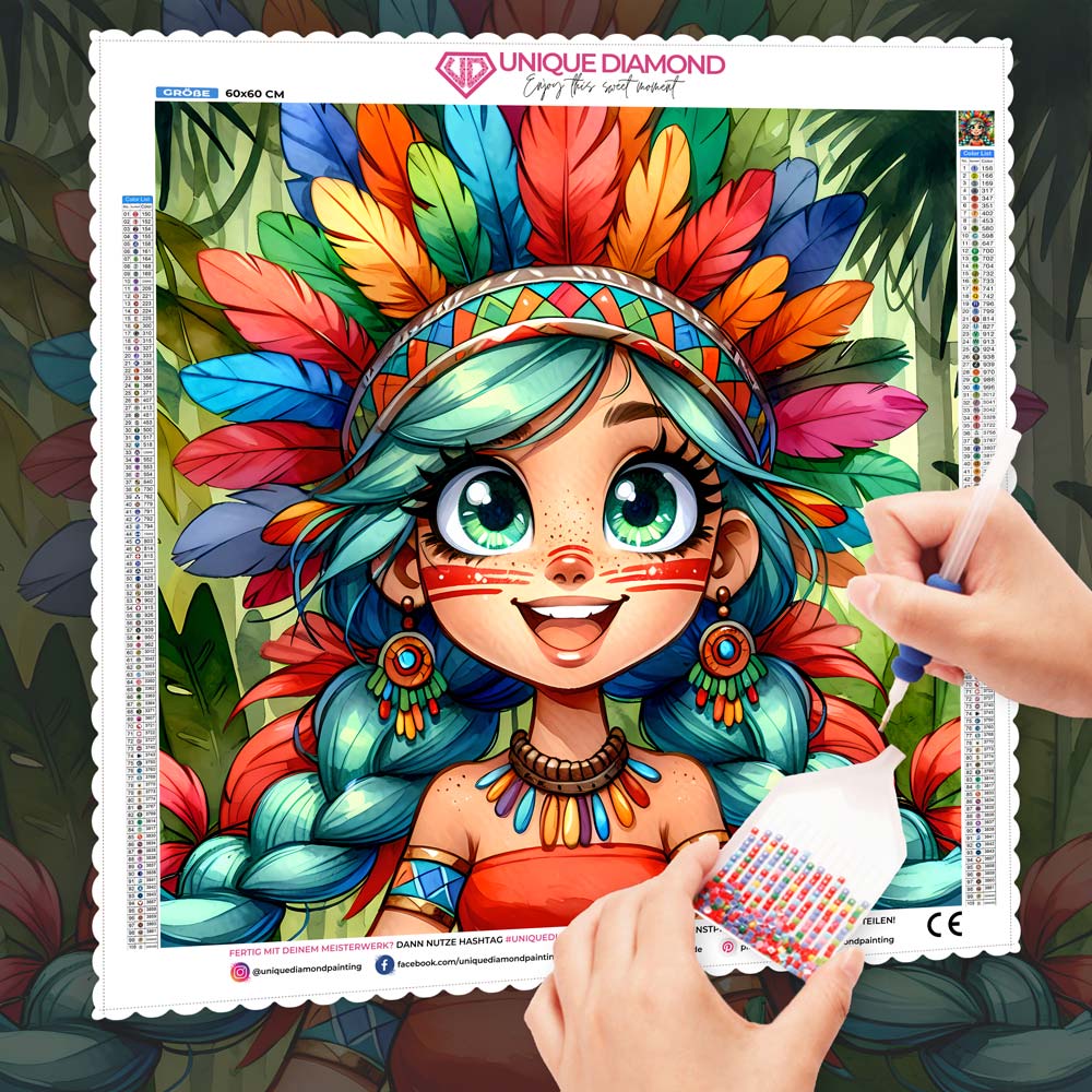 5D Diamond Painting – Ayani – Tochter des Regenwaldes, Unique-Diamond