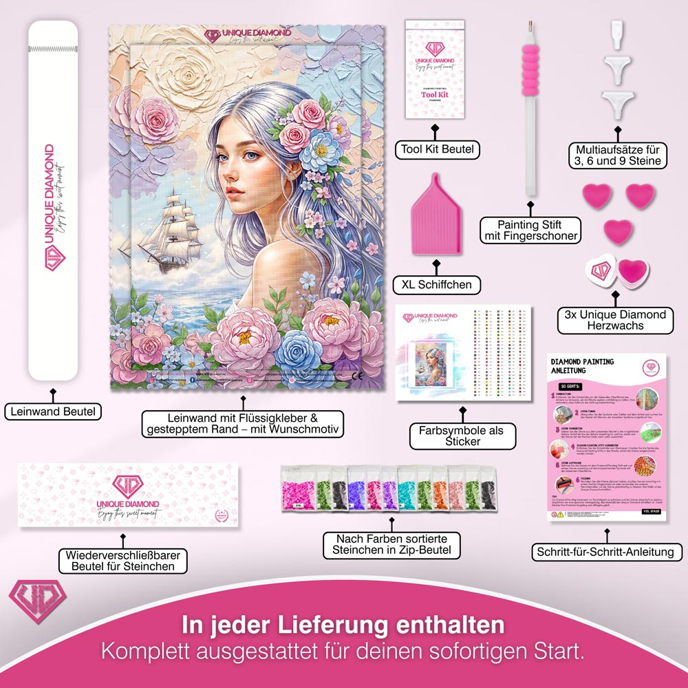 5D Diamond Painting – Blütentraum der See Unique-Diamond