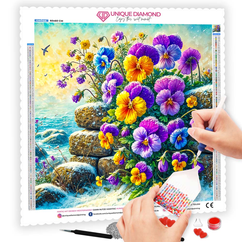5D Diamond Painting – Eisblüten am Morgenmeer, Unique-Diamond