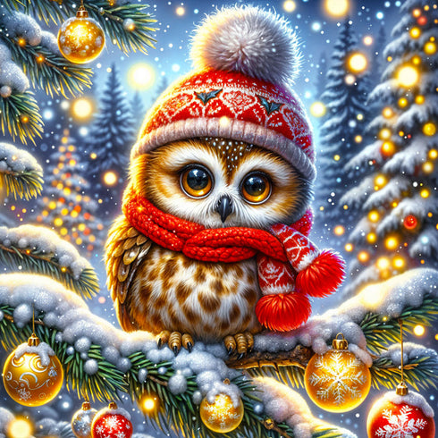 5D Diamond Painting – Eulchen Finni im Lichterwald Unique-Diamond