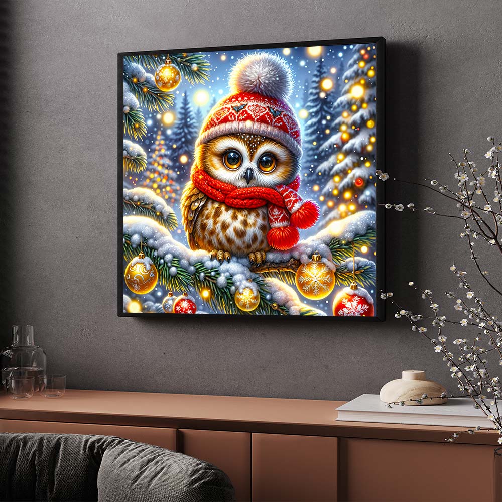 5D Diamond Painting – Eulchen Finni im Lichterwald Unique-Diamond