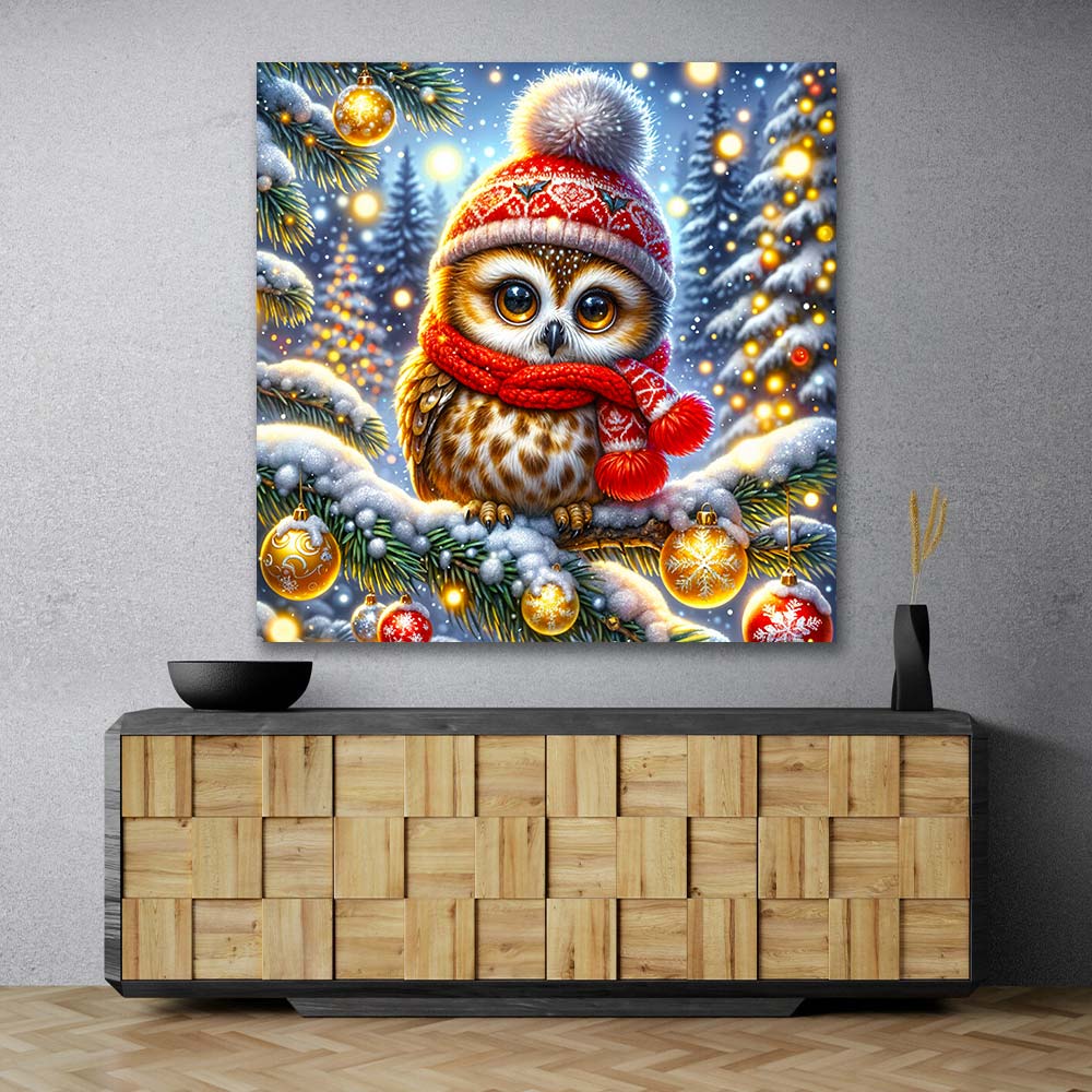 5D Diamond Painting – Eulchen Finni im Lichterwald Unique-Diamond