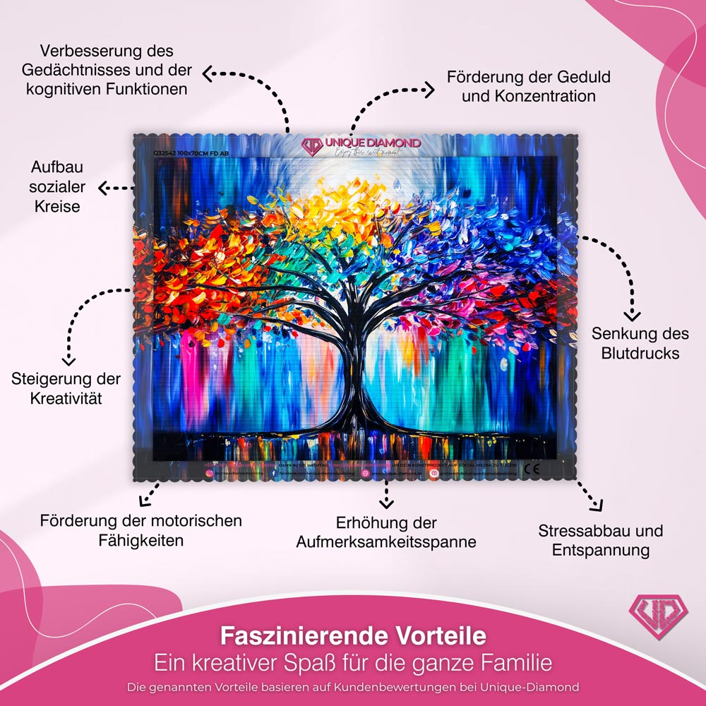5D Diamond Painting – Farbenbaum des Lebens Unique-Diamond