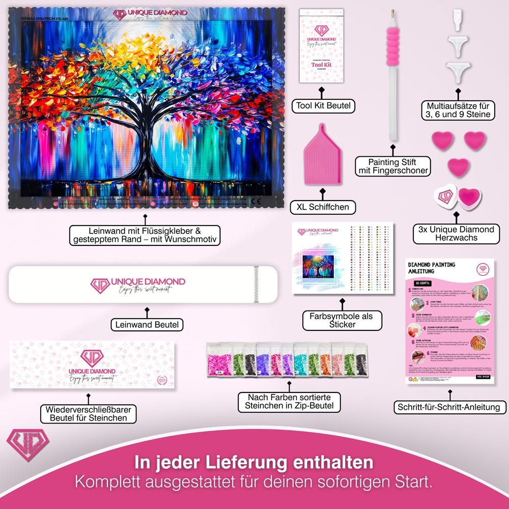 5D Diamond Painting – Farbenbaum des Lebens Unique-Diamond